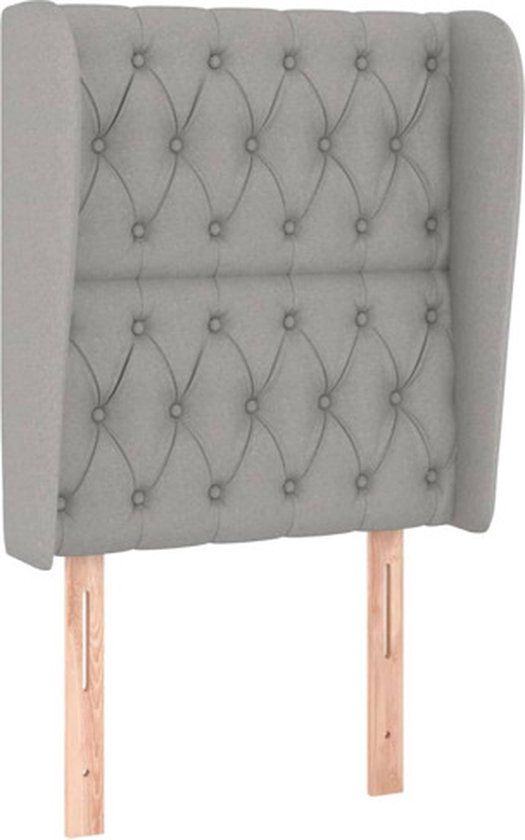 VidaXL Hoofdbord met randen 83x23x118/128 cm stof lichtgrijs