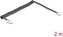 Delock Telephone Cable / Coiled Cable RJ11 plug to RJ45 plug black 2 m