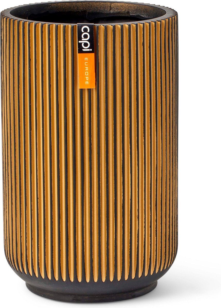 Capi Europe Vaas hoog Groove - 22x32 - Goud - Bloempot voor binnen - BGVGB435