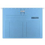 Donau 7430001PL-10 Hangmappen met duimuitsnijding | 5 stuks, hangrail en volzichtladder incl. verwisselbare blanco bordjes | Gemaakt van gerecycled karton voor DIN A4 Kleur: Blauw | Groene punt