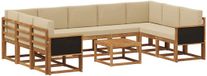 vidaXL Hoek loungeset 9 zitplaatsen Acacia hout Natuurlijk en beige