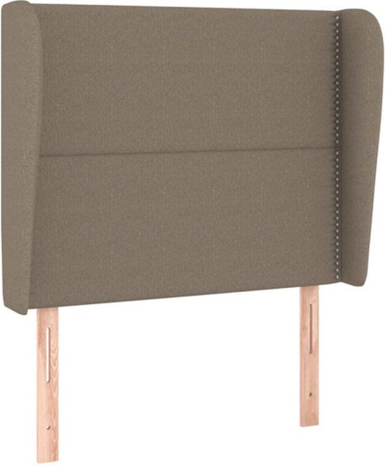 vidaXL Hoofdbord met randen 103x23x118/128 cm stof taupe