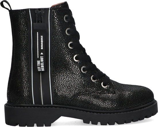 Braqeez Belle Boot Meisjes Biker Boots - Zwart Suède - Maat 38