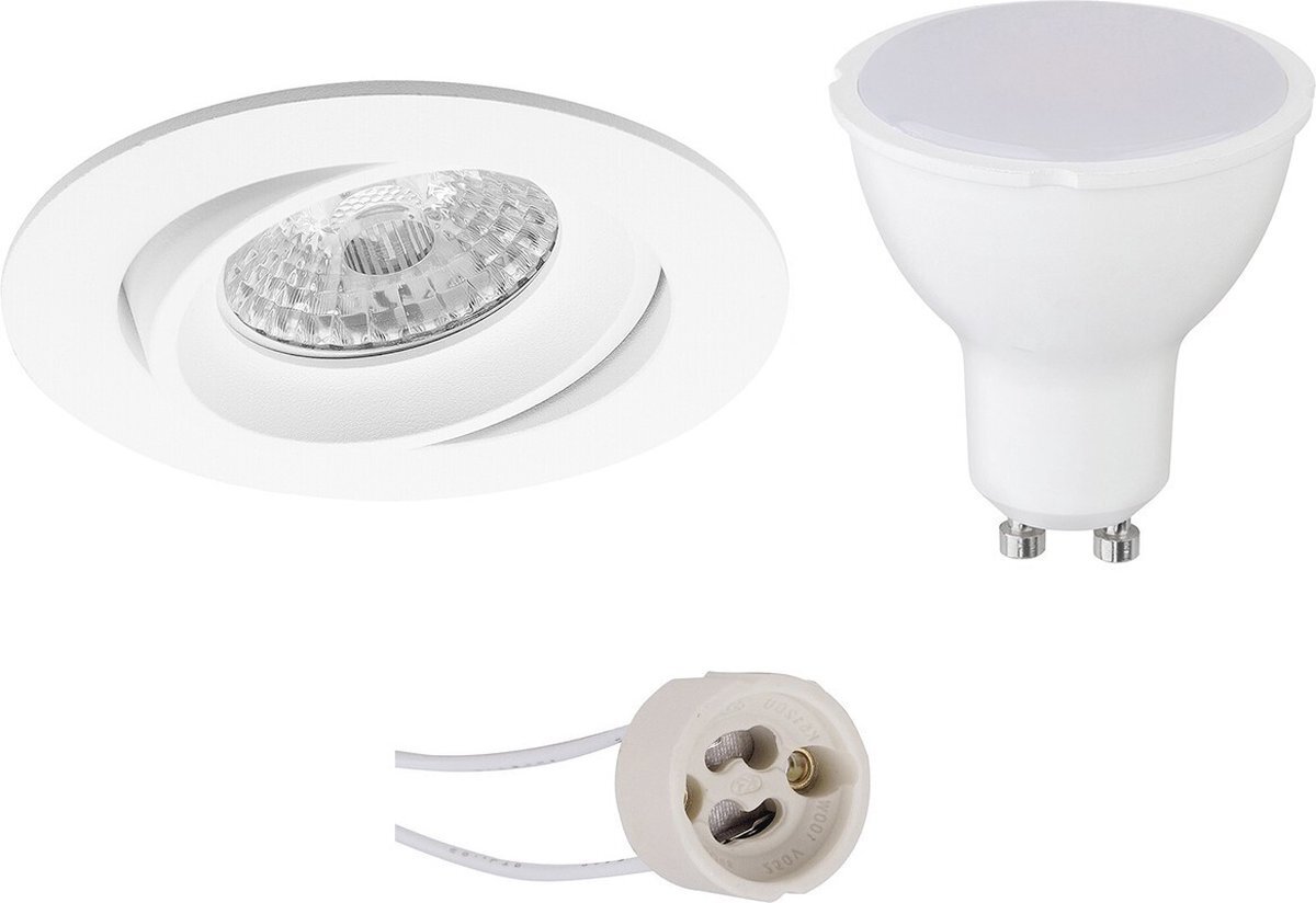 Qualu LED Spot Set - Proma Delton Pro - GU10 Fitting - Inbouw Rond - Mat Wit - 4W - Helder/Koud Wit 6400K - Kantelbaar - Ø82mm