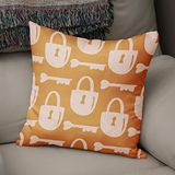 Bonamaison Decoratieve kussenhoes oranje en gebroken wit, 43x43 cm