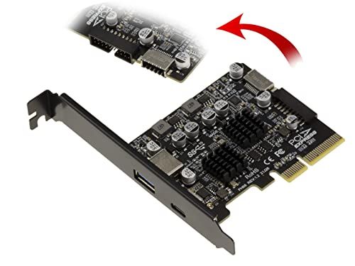 KALEA INFORMATIQUE PCIe-kaart USB 3.1 Gen2 10G 2 poorten A en C extern + 2 poorten 19 pinnen en E interne chipset ASM 3142 en via VLI VL822
