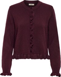 JDY Jacqueline de Yong Vest Jdyletty L/s On Frill Cardigan Knt 15363485 Maroon Banner/melange - XL
