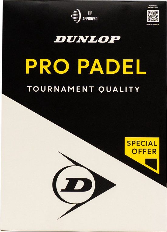 Dunlop Pro Padel Balls 2x3PET – FIP Approved Tournament Balls for Advanced and Competitive Players