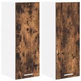 vidaXL Hangkast Riga 2 stuks Gerookte Eik in Wit 30 x 31 x 80 cm