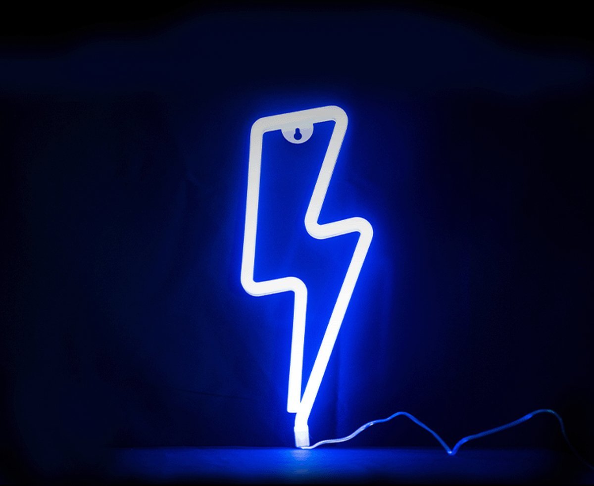 Blazing Neon Blazing Neon® Wandlamp - Neon Verlichting Bliksem Blauw - Neon Wandlamp - Ophangen mogelijk - Sfeerverlichting - Neon LED Lamp - Verlichting