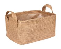 WENKO Opbergmand Juna M, decoratieve mand voor het overzichtelijk opbergen van accessoires zoals kleding, met twee praktische handgrepen, buitenmateriaal 100% jute, 24 × 17 × 17 cm, bruin