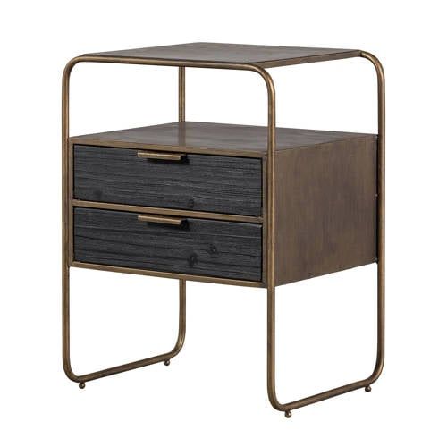 WOOOD Polite Nachtkastje - Metaal/hout - Antique Brass - 62x45x38
