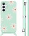 iMoshion Hoesje Samsung Galaxy A55 - Siliconen Back Cover met Koord - Green Flower Distance