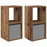 vidaXL Nachtkastje - Set van 2 - Bewerkt Hout - Oudhout - 30,5 x 27 x 59,5 cm