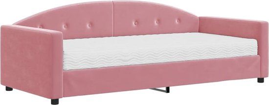 vidaXL Slaapbank met matras 90x200 cm fluweel roze