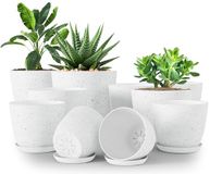 Utopia Home - 10 stuks bloempotten voor binnen met drainage, kunststof bloempotten voor kamerplanten, cactussen, vetplanten (grijs gestippeld)