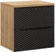 Badplaats Ocean 60 cm – Noir mat avec Chêne – Meuble de salle de bain suspendu avec 2 tiroirs