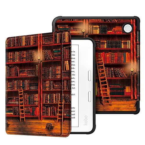 Fintie Fintie hoes, compatibel met Tolino Vision 6 eReader (2021), Kobo Libra 2 (2021) eReader - ultradunne beschermhoes met slaapmodus en magneetsluiting (de bibliotheek)