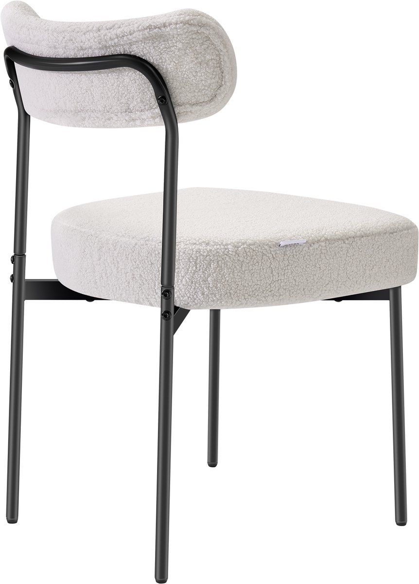 VEVOR Set van 2 moderne sherpa-eetkamerstoelen uit het midden van de eeuw, gestoffeerde bijzetstoelen voor eettafel, keukentafelstoel met gebogen rugleuning en poten van