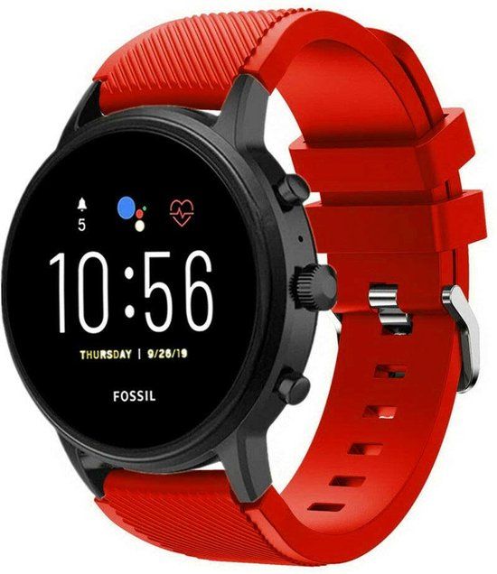 Strap-it Siliconen smartwatch bandje - geschikt voor Fossil Gen 5 / Gen 5e 44mm / Gen 6 44mm - rood