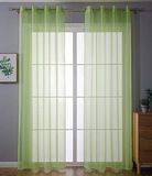 203322 Set van 2 ingestanste ringen, transparant, voor de woonkamer, voile, loodband, H x B 145 x 140 cm, appelgroen