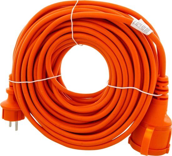 Exin Verlengsnoer - 20 meter - 2 x 1,5mm² - IP44 - Oranje