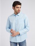 Guess Blauw Slim fit Gestreept Overhemd Lange Mouw Katoen Klassieke Kraag