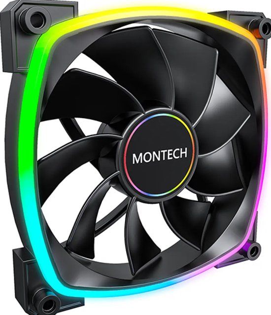 Montech RX140 PWM ARGB Black - Ventilatorhuis - 140mm - 600 - 1.600 rpm - 27.9 dBA - ARGB LED - 4-pin PWM