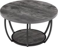 Merkloos / Sans marque Ronde salontafel, modern ontwerp met twee open opbergvakken, houten blad en stevig metalen frame, minimalistisch middelpunt voor woonkamer of kantoor, eenvoudig te monteren, grijs