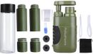 PolkaHome Filtre à eau Survival Filtre 15000L - Filtre à eau Outdoor - Purificateur d'eau - Kit de survie de purification d'eau, filtre à eau, filtres à eau kit d'urgence (incluant 2 filtres de remplacement + bouteille d'eau 400ml) Filtre 15000L