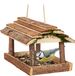 Relaxdays Voedertafel hangend - met schors en mos - 19 x 21 x 23 cm - kleine tuinvogels