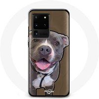 Maniacase Hoesje voor Samsung Galaxy S20 Ultra Hond Pitbull Wit Grijs