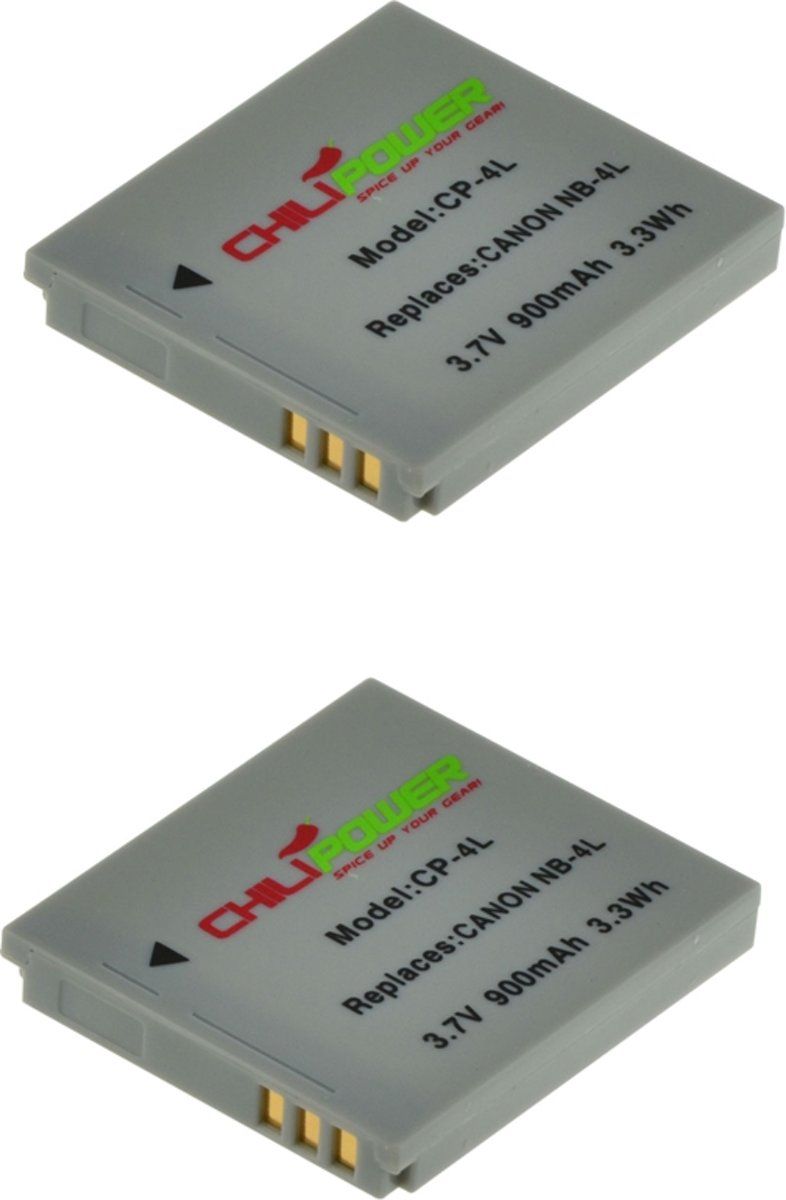 ChiliPower NB-4L accu voor Canon - 900mAh - 2-Pack