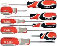 Yato Shenzhen lvshan technology Co.,Ltd. 8-Delige Schroevendraaierset – CrMo Staal – Plat & Kruiskop (PH) – Magnetische Punten – Ergonomische Driehoekige Handgreep met Ophangoog