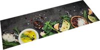 vidaXL Tapis de cuisine lavable imprimé herbes 60x180 cm velours