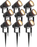 Ledvion - 9X LED Prikspots, Zwart, IP44, 1W, 3000K, 1M Kabel, Tuinspots Buiten