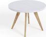 LORA Ronde uitschuifbare eettafel wit 110/210 cm met beukenhouten onderstel