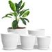 Utopia Home Plantenpotten binnen met drainage, 5 stuks plastic plantenbakken, vlekkerig grijs