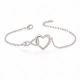 LGT JWLS Zilverkleurige Verstelbare Dames Armband met Hart, Infinitysymbool en Witte Zirkonia