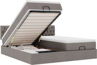 vidaXL - Ottoman bed met matrassen - 160x200cm - stof - taupe