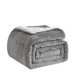 Good Nite Sherpa Fleecedeken voor bank, sprei, reizen, machinewasbaar, 150 x 200 cm, grijs
