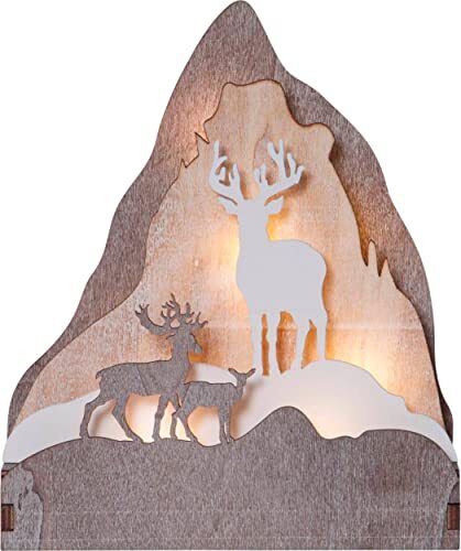 EGLO Led-kerstdecoratie, kerstsilhouet berg met herten en herten, winterlandschap met verlichting op batterijen, warmwit