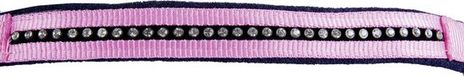 HKM Crystal zacht onderlegd Halster set met karabijn Roze/Donkerblauw Shetland pony
