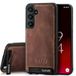 SURAZO Premium Echt Lederen Achterkant Case voor Samsung Galaxy S24, Schokbestendig, Stand Functie, Sleutelhanger, Vintage Slim Bumper Beschermhoes (Notenbruin)