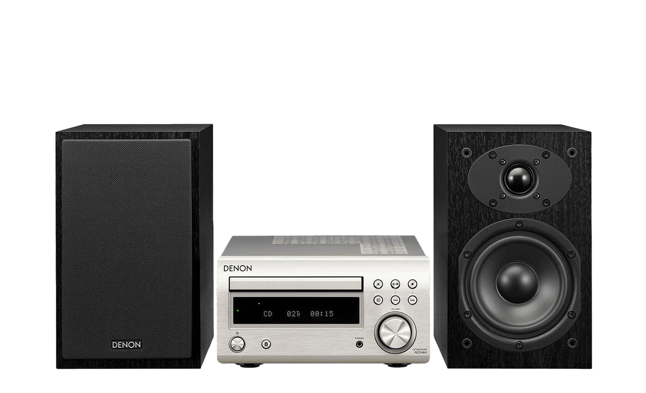 Denon D-M41 Mini HiFi-systeem - CD, FM/AM, Bluetooth - Zilver/Cherry Wood