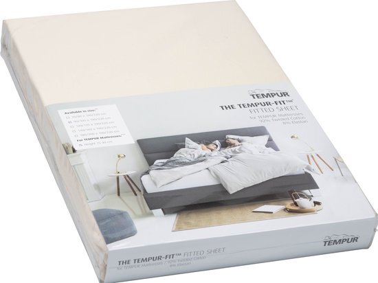 TEMPUR Hoeslaken - Stretch Jersey CrÃ¨me - 90/100 x 200/220 cm