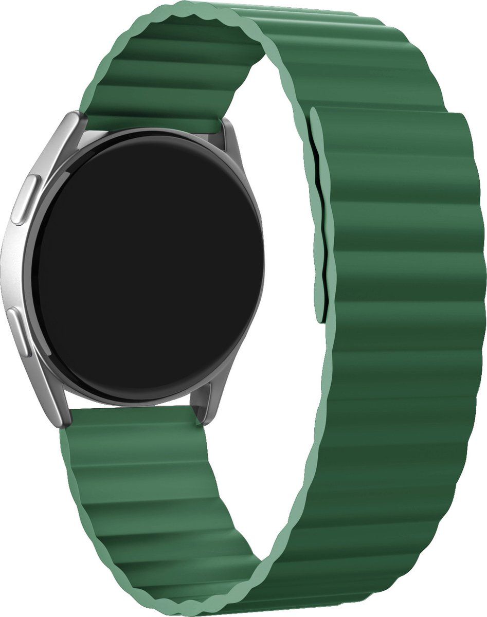 Strap-it smartwatch bandje 22mm - Magnetisch siliconen bandje - groen - 46mm