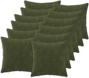 vidaXL Coussin avec coussin HEERLEN 12 pièces Vert Microfibre Polaire