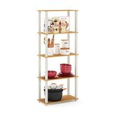 Furinno Turn-N-Tube 5-laags multifunctionele plank/displayrek, opbergplank, boekenplank, vierkante buizen, beuken/wit