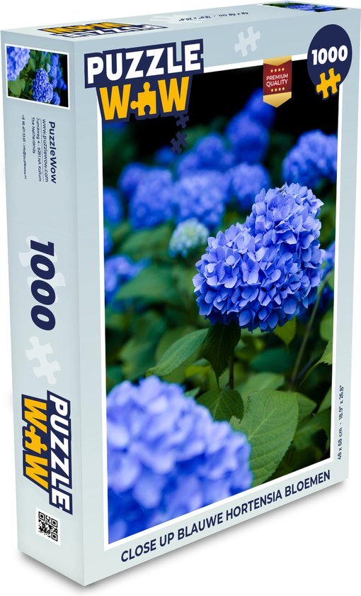 MuchoWow Puzzel Close up blauwe hortensia bloemen - Legpuzzel - Puzzel 1000 stukjes volwassenen